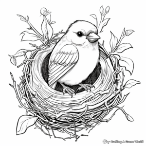 Detailed Sparrow Nest Coloring Pages 1