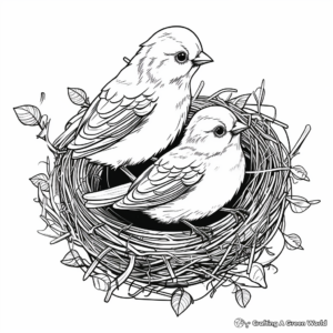 Detailed Sparrow Nest Coloring Pages 2