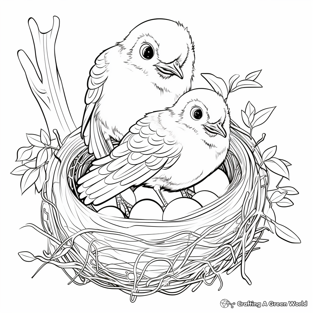 Detailed Sparrow Nest Coloring Pages 4