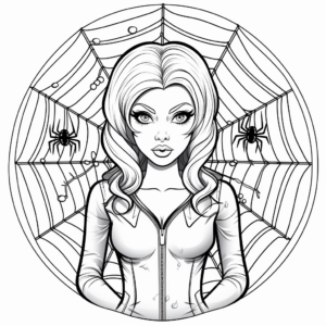 Detailed Spider Web and Black Widow Coloring Pages 2