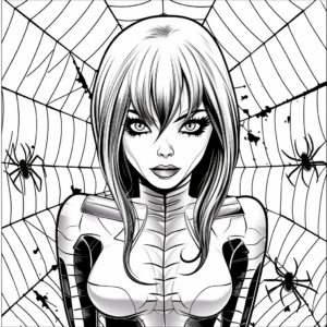 Detailed Spider Web and Black Widow Coloring Pages 3