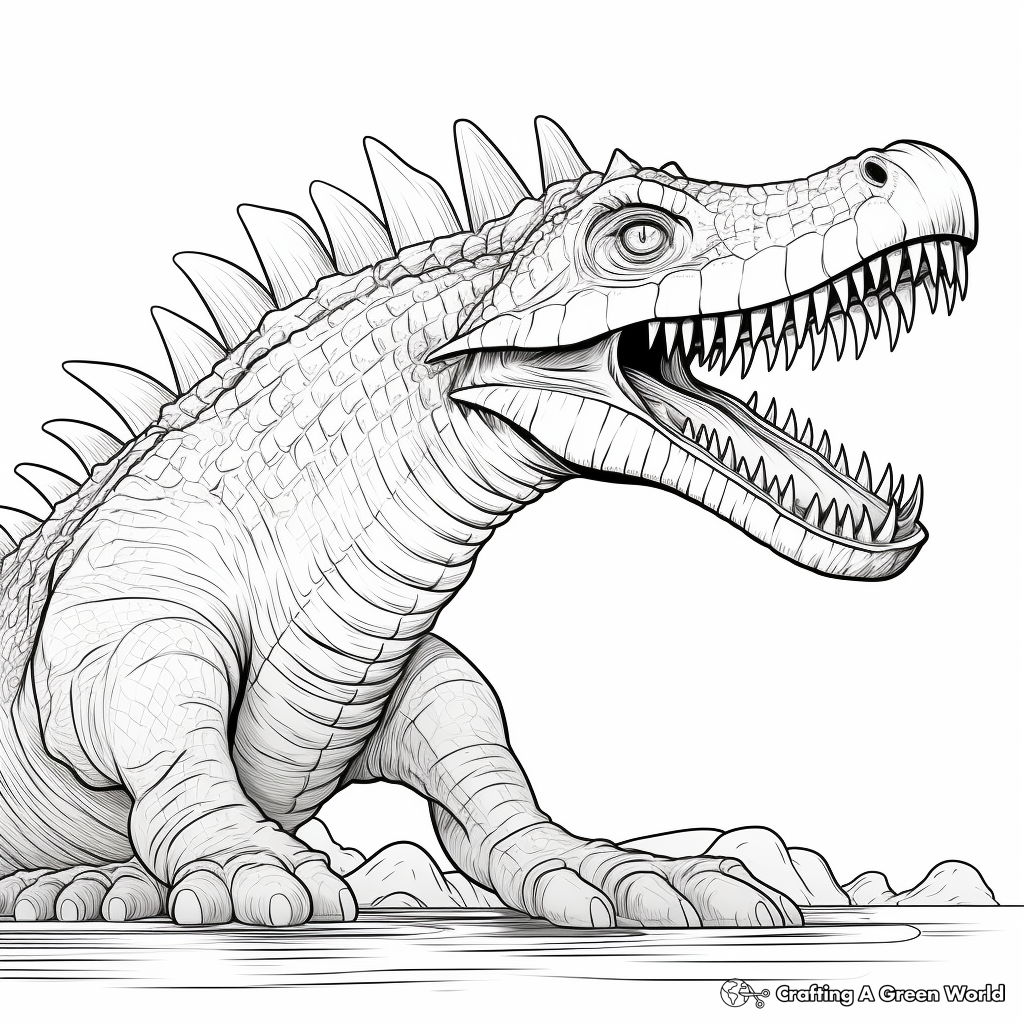 Detailed Spinosaurus Coloring Pages for Adults 1