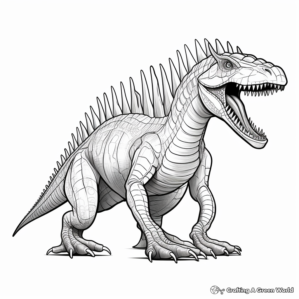 Detailed Spinosaurus Coloring Pages for Adults 2