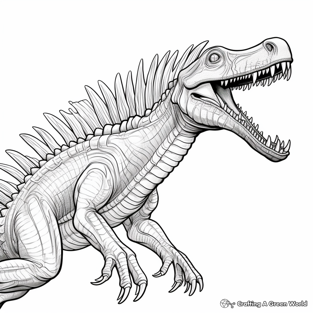 Detailed Spinosaurus Dinosaur Coloring Pages 1