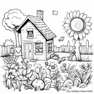 Detailed Spring Garden Coloring Pages 1