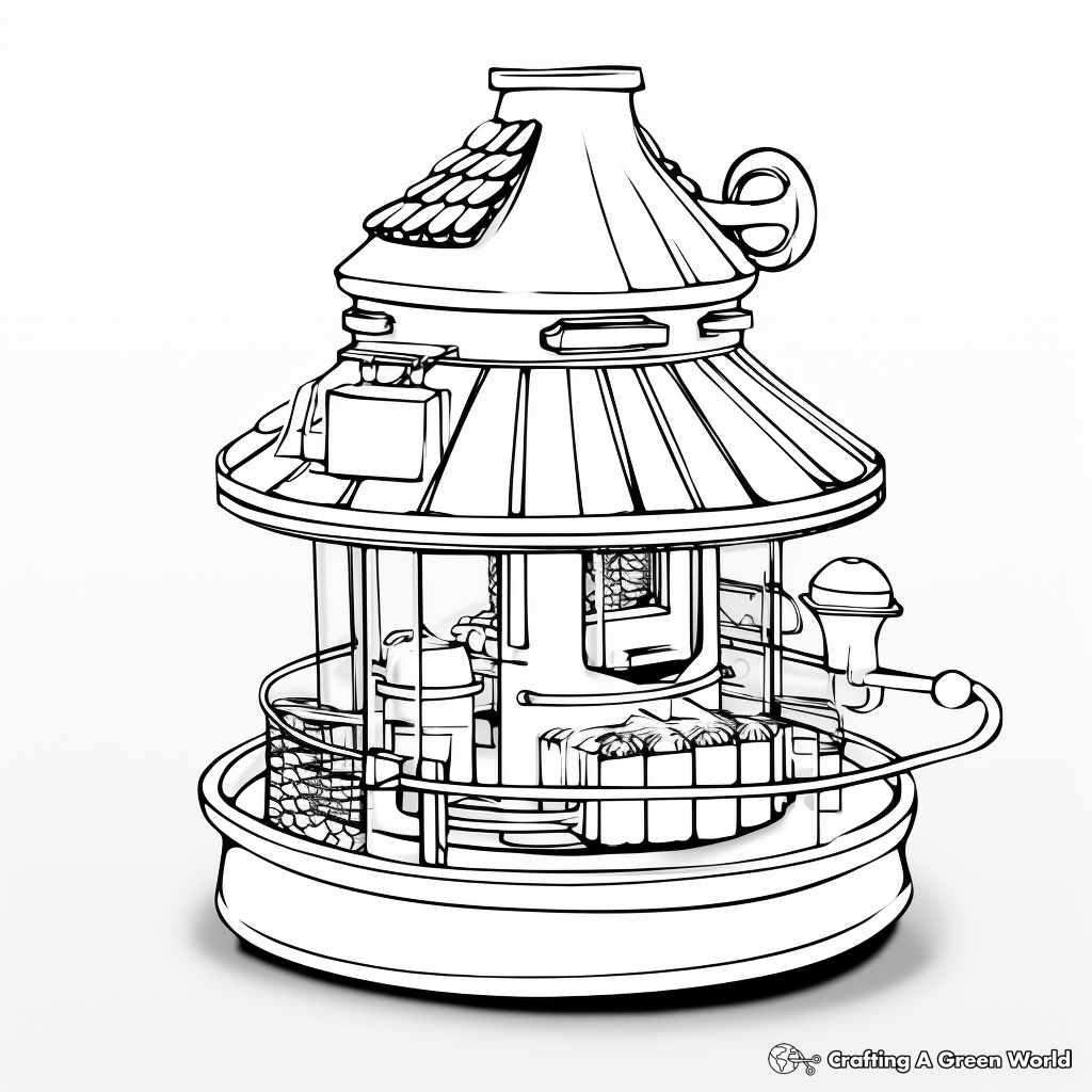 Detailed Squirrel-Proof Bird Feeder Coloring Pages 2