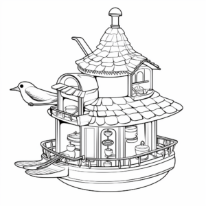Detailed Squirrel-Proof Bird Feeder Coloring Pages 4