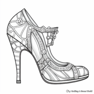 Detailed Stiletto Heel Coloring Sheets for Adults 1