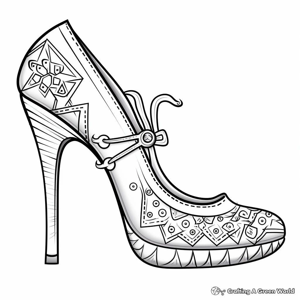 Detailed Stiletto Heel Coloring Sheets for Adults 2