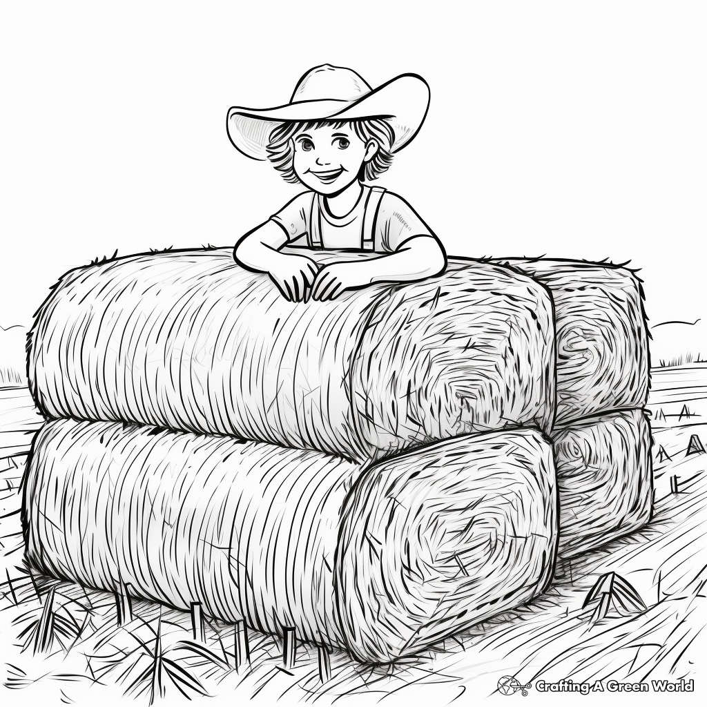 Detailed Straw Bale Coloring Pages 1