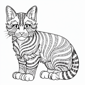 Detailed Striped Tabby Cat Coloring Sheets 1