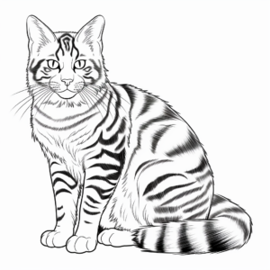 Detailed Striped Tabby Cat Coloring Sheets 2