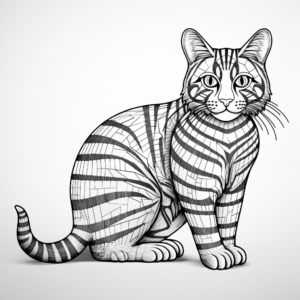 Detailed Striped Tabby Cat Coloring Sheets 3