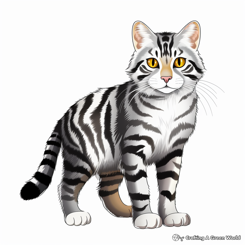Detailed Striped Tabby Cat Coloring Sheets 4