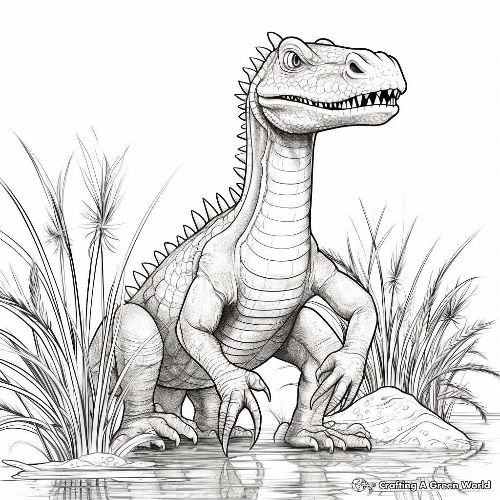 Detailed Suchomimus Coloring Pages for Adults 1