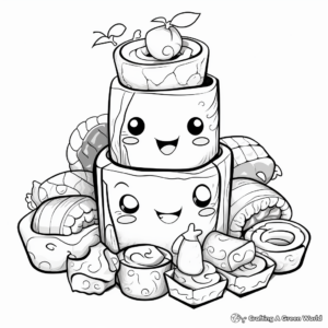 Detailed Sushi Coloring Pages for Adults 3