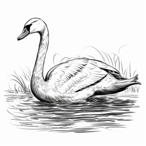 Detailed Swan Coloring Pages for Adults 1