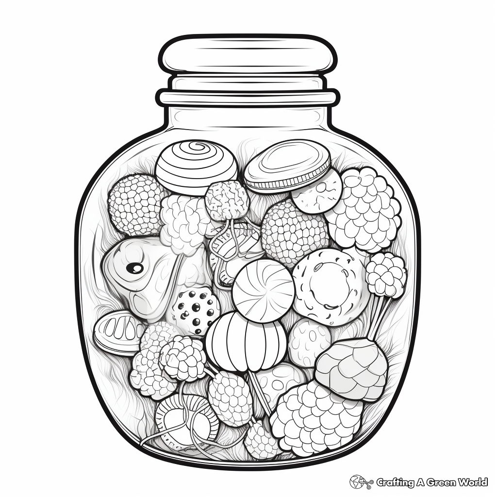 Detailed Sweet Treat Jar Coloring Pages for Adults 3