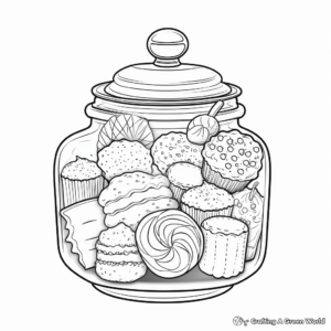 Detailed Sweet Treat Jar Coloring Pages for Adults 4