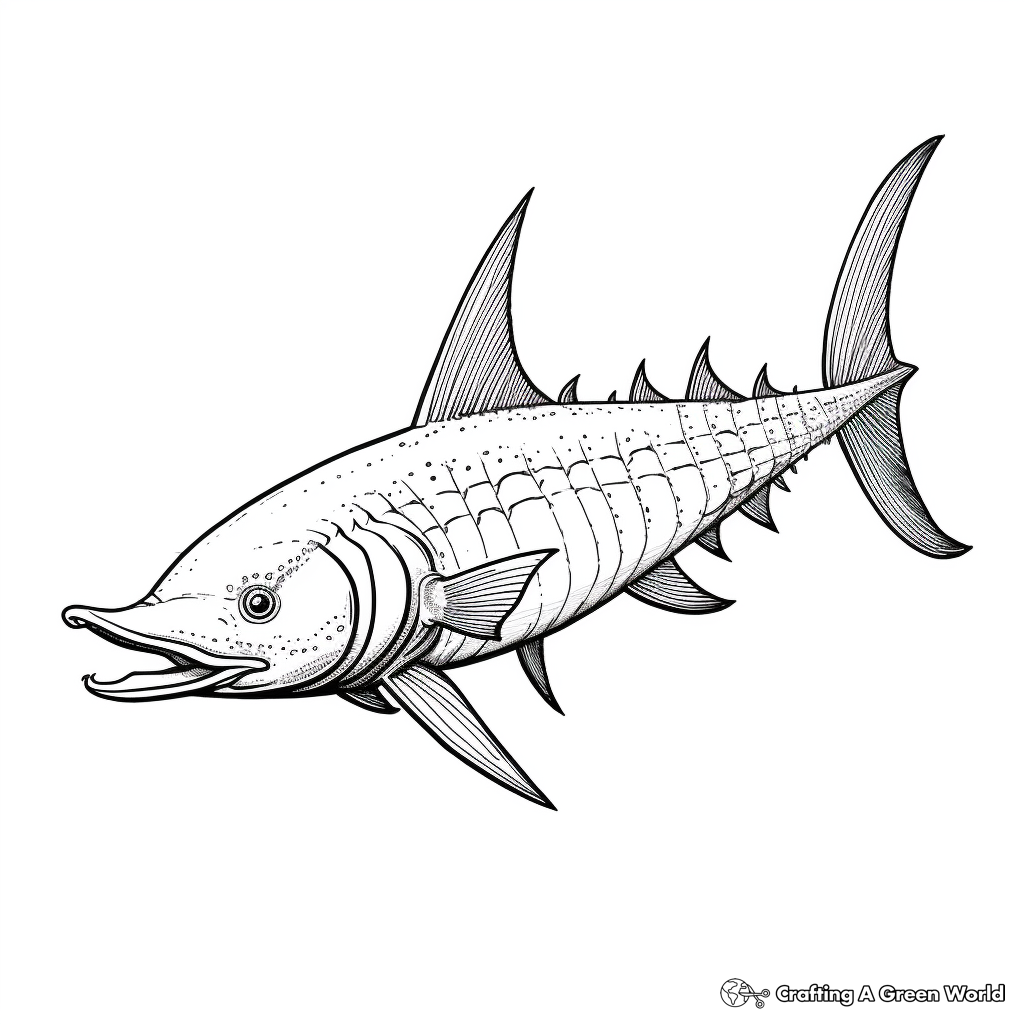 Detailed Swordfish Coloring Pages for Adults 1