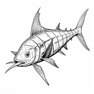 Detailed Swordfish Coloring Pages for Adults 2
