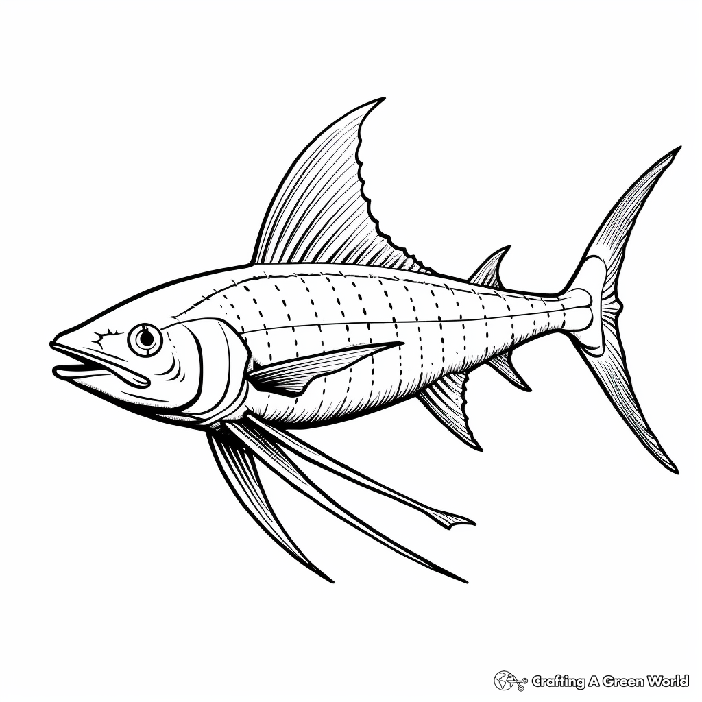 Detailed Swordfish Coloring Pages for Adults 3