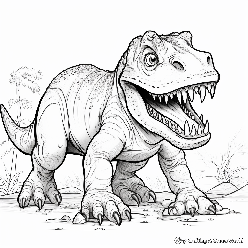 Detailed T Rex Coloring Pages for Adults 1