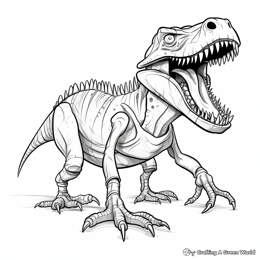 Detailed Tarbosaurus Skeleton Coloring Pages 1