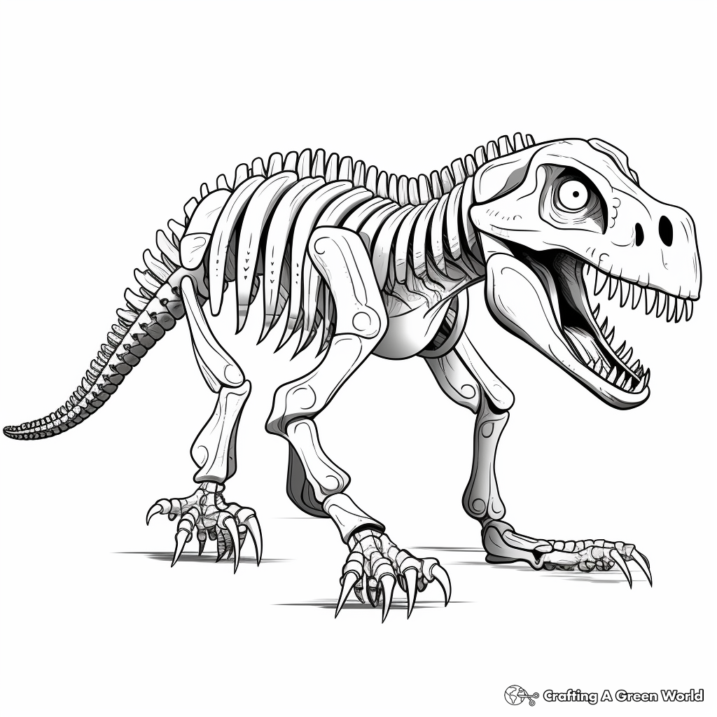 Detailed Tarbosaurus Skeleton Coloring Pages 2