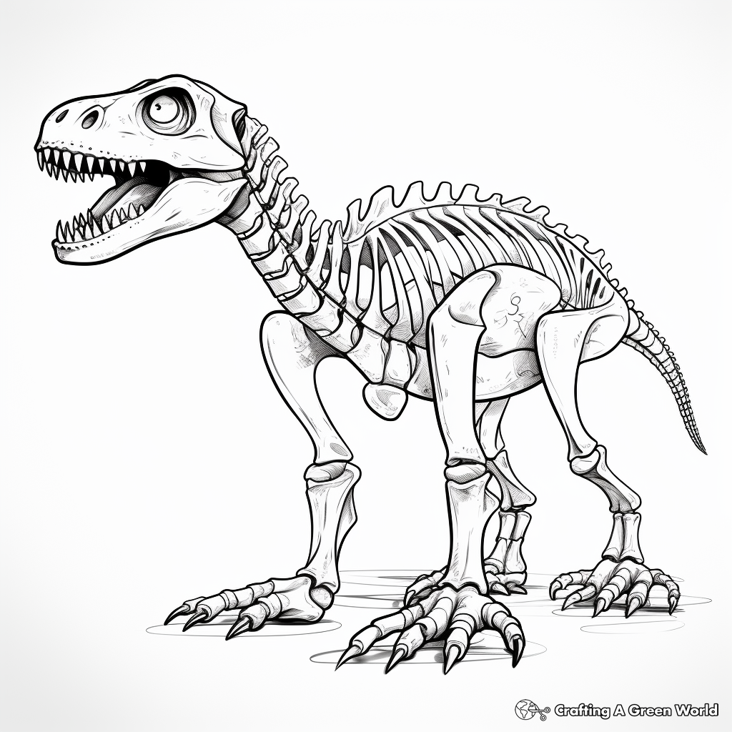 Detailed Tarbosaurus Skeleton Coloring Pages 3