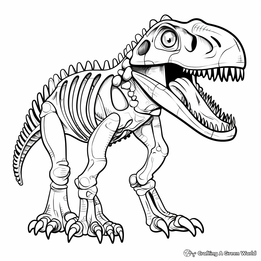 Detailed Tarbosaurus Skeleton Coloring Pages 4