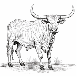 Detailed Texas Longhorn for Adult Coloring Pages 1