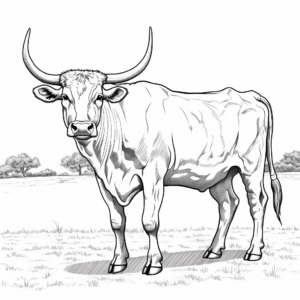 Detailed Texas Longhorn for Adult Coloring Pages 2