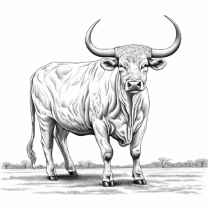 Detailed Texas Longhorn for Adult Coloring Pages 3