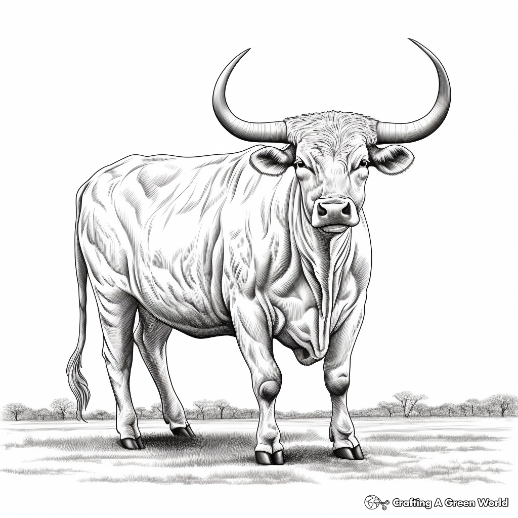 Detailed Texas Longhorn for Adult Coloring Pages 3