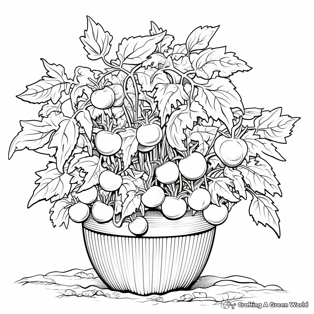 Detailed Tomato Plant Coloring Pages 1