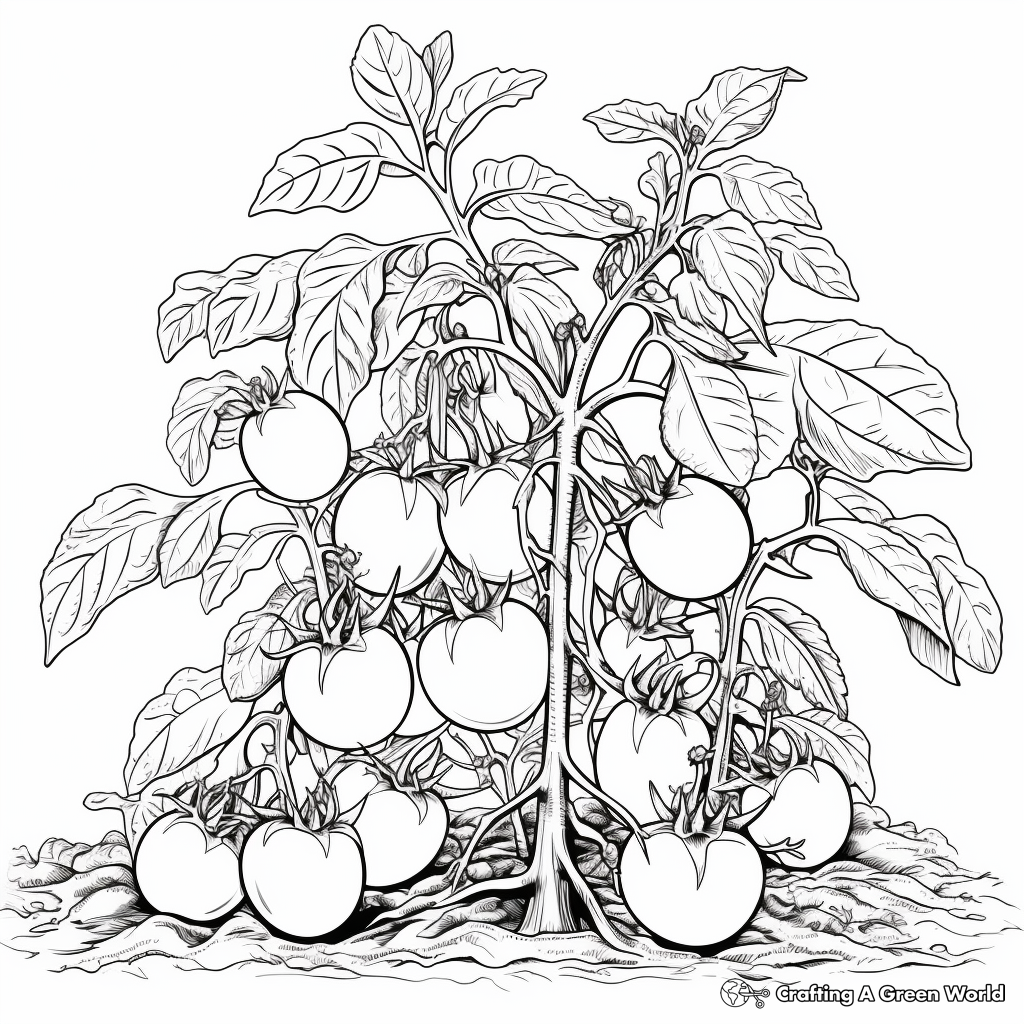 Detailed Tomato Plant Coloring Pages 2