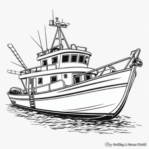 Detailed Trawler Boat Coloring Pages for Adults 3