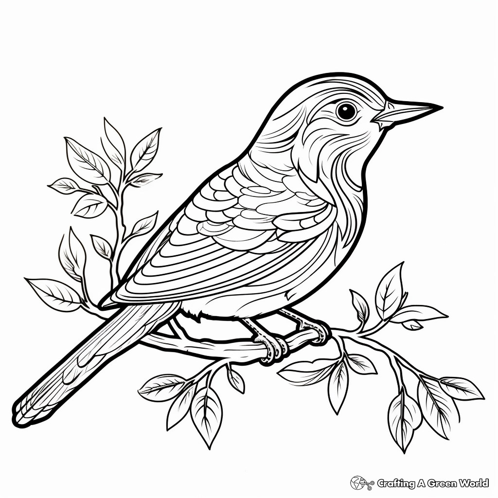 Detailed Tropical Bird Amate Bark Painting Coloring Pages 3