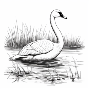 Detailed Tundra Swan Coloring Pages for Adults 3