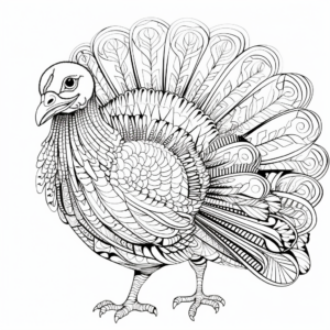 Detailed Turkey Fine Art Coloring Pages for Adults 1
