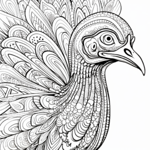 Detailed Turkey Fine Art Coloring Pages for Adults 3
