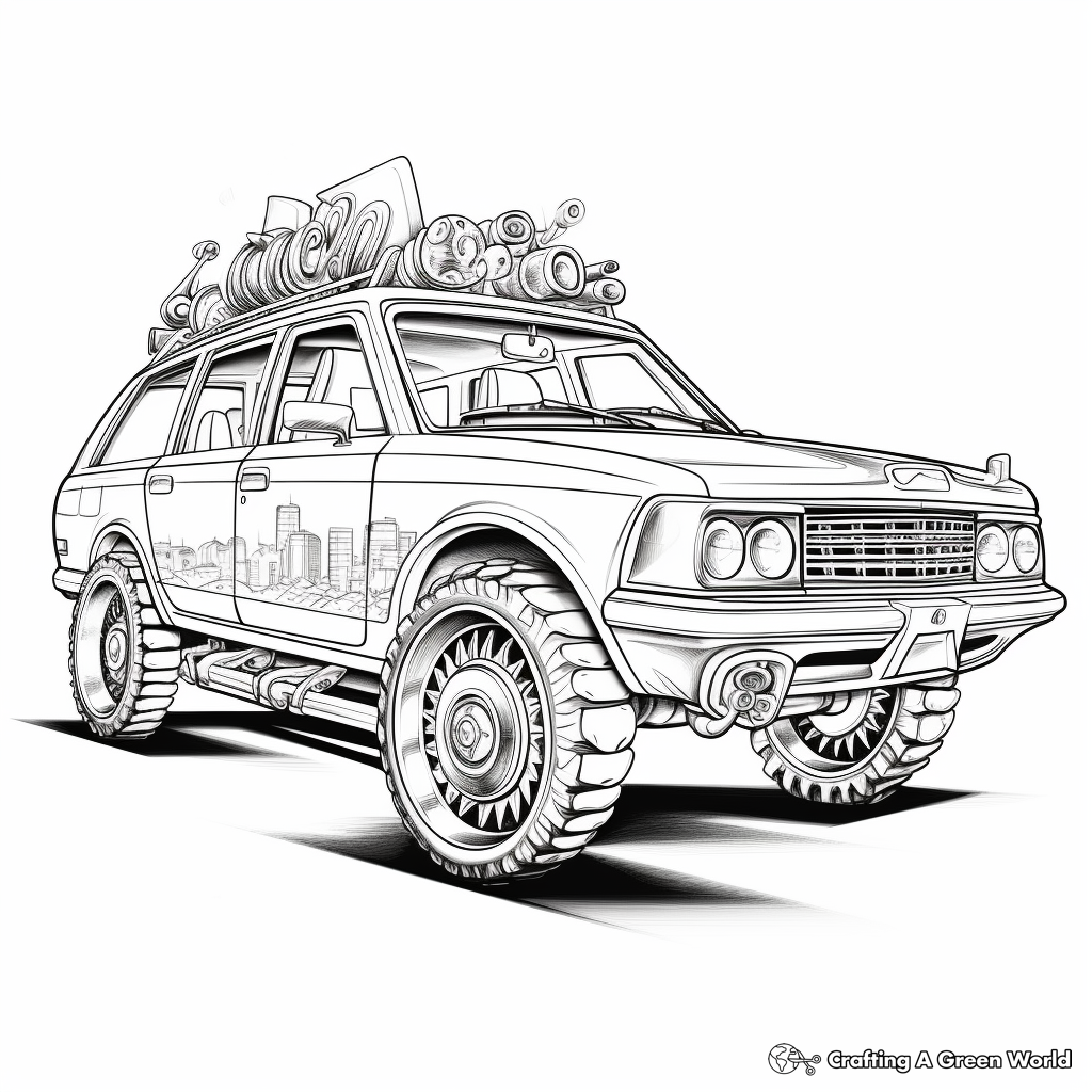 Detailed Unicorn Car Coloring Sheets 4