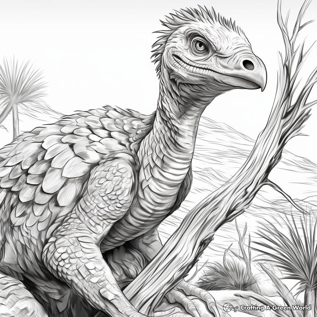 Detailed Utahraptor in its Natural Habitat Coloring Pages 1