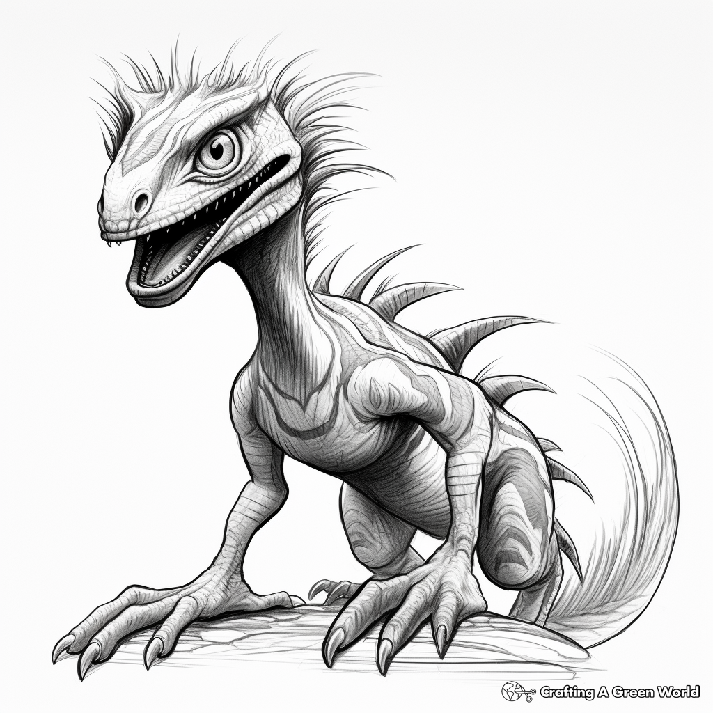 Detailed Velociraptor Coloring Pages for Adults 2