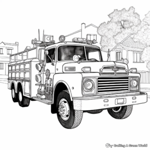 Detailed Vintage Fire Engine Coloring Pages 3