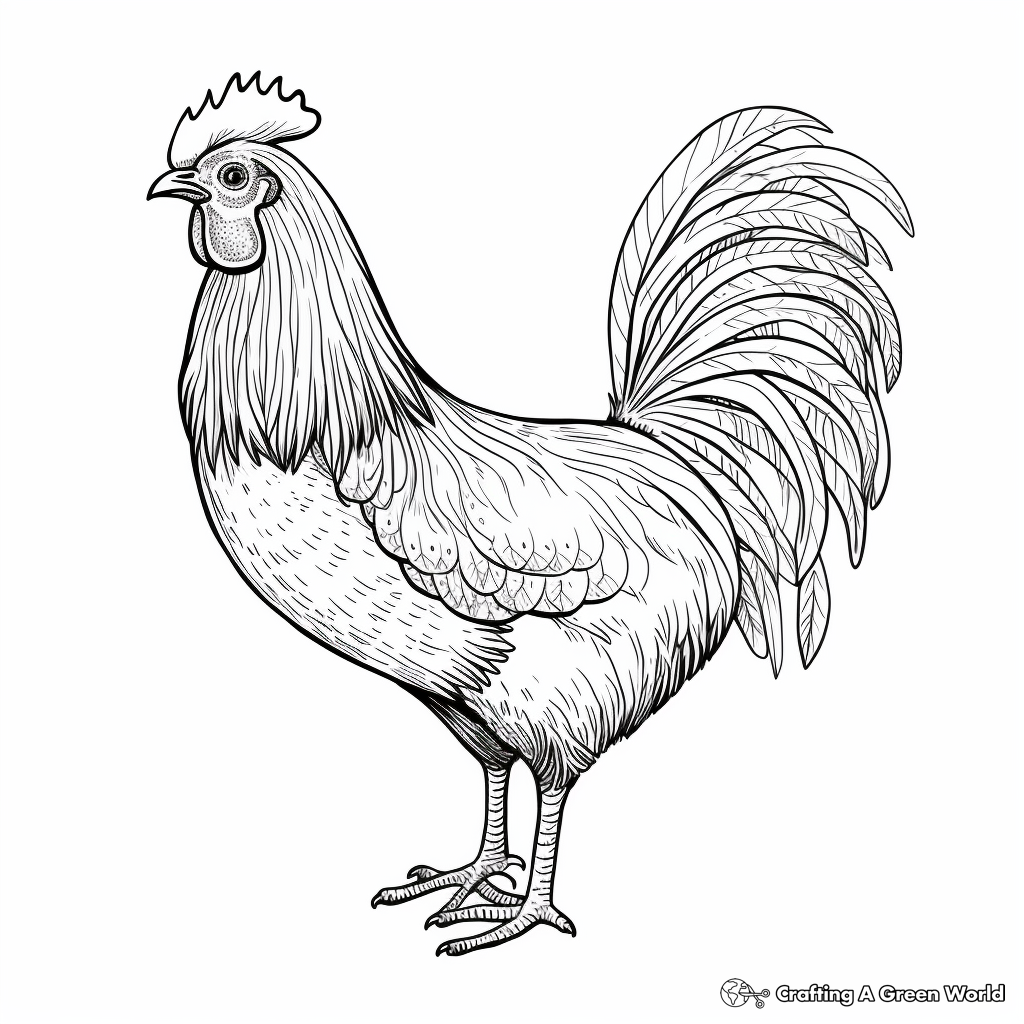 Detailed Vintage-Style Chicken Coloring Pages 1