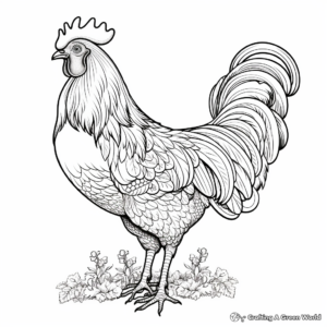 Detailed Vintage-Style Chicken Coloring Pages 3