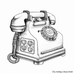 Detailed Vintage Telephone Coloring Pages 1
