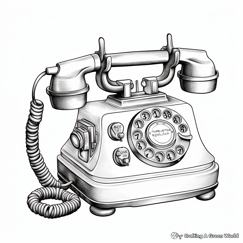 Detailed Vintage Telephone Coloring Pages 2